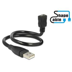 Delock ShapeCable USB 2.0 A auf Micro-B Buchse Adapterkabel, 0.35m - USB-Kabel