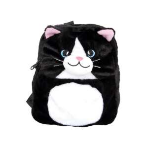 Čierno-biely plyšový batoh s mačkou pre deti, roztomilý a praktický pre predškolákov - Batohy, tašky pre škôlkarov