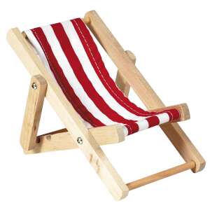 Fa babanyugágy, piros-fehér csíkos szövettel, bababútor, játék bútor - Goki