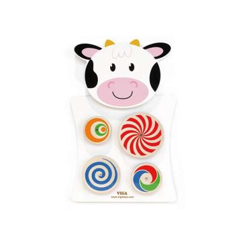 Viga Fa Logikai Játék Tehénnel, Oktató Játék Kisgyermekeknek, Óvodai Tanulási Tevékenység