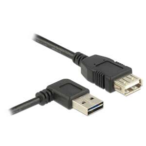 Delock EASY-USB kabel przedłużający USB 2.0 typu A męski do żeńskiego pod kątem 90 stopni, długość 1 metr, czarny - Kabel danych