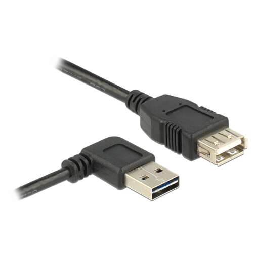 Delock EASY-USB kabel przedłużający USB 2.0 typu A męski do żeńskiego pod kątem 90 stopni, długość 1 metr, czarny