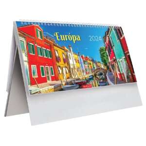 Kalendart 2024 Európa álló asztali naptár, színes városképpel - TOPTIMER