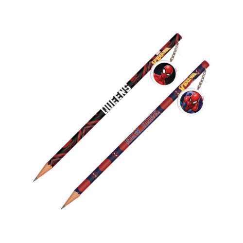 Spider-Man Bleistift mit Radiergummi, 2 Designs, schwarz und rot