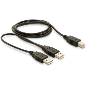 Delock USB 2.0 Y-Kabel, USB-B auf USB-A Strom- und Datenkabel, 1 Meter - Delock USB-Kabel