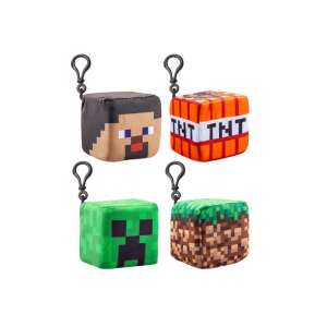 Minecraft pluszowy brelok w kształcie kostki z 4 różnymi postaciami, w tym Steve'em, Creeperem, TNT i blokiem trawy - Brelok do kluczy