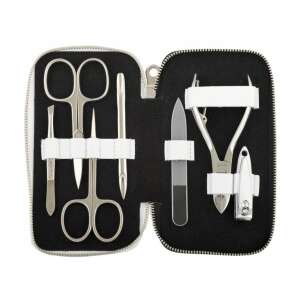 DARINA 7-teiliges Solingen Maniküre-Set in einer weißen Ledertasche - Maniküre-Set