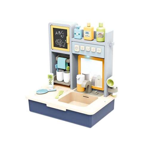 Set de joacă Luna - lavoar pentru copii, albastru și alb, cu efecte de lumină și sunet