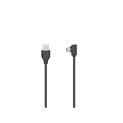Cablu de date Hama USB 2.0 Type-C - USB A, unghi drept, negru, 0,75 m