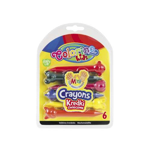 Colorino Kids Baby Line Mini Crayons, 6 pack of animal shaped crayons for small hands
