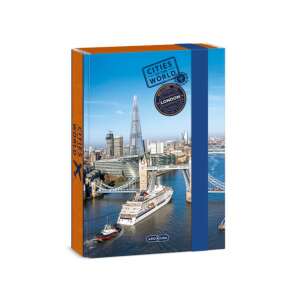 Ars Una Városok a Világban London A5-ös Füzetbox 4cm-es gerincvastagsággal, élénk londoni látképpel, ikonikus épületekkel, mint a Tower Bridge és a Shard - Füzetbox