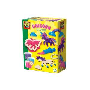 SES Unicorn Dough Play & Mold Set, obsahuje 2 nádoby s trblietkovým plastelínou, formy na jednorožce a nástroje na vytváranie magických figúrok jednorožcov - SES Creative