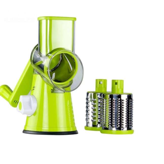 Többfunkciós reszelő, 3 db Cserélhető penge, Zöldségek és gyümölcsök, Zöld