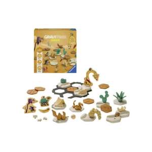 Gravitrax Junior Decorarea Deșertului meu set de extindere, include diverse piese cu tematică deșert, cum ar fi cactuși, animale și o cort, pentru construirea de trasee pentru bile - Ravensburger