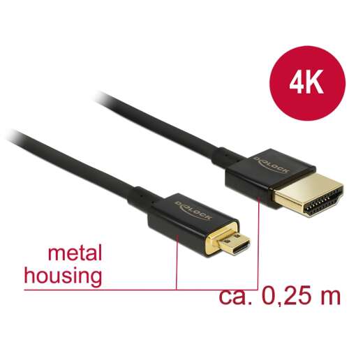 Delock Nagysebességű HDMI-kábel Ethernettel - HDMI-A-csatlakozódugó &gt; HDMI Micro-D-csatlakozódugó, 3 32531414