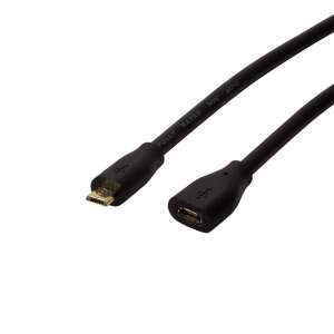Logilink 0,5m fekete Micro-USB apa - Micro-USB anya hosszabbító kábel - Logilink