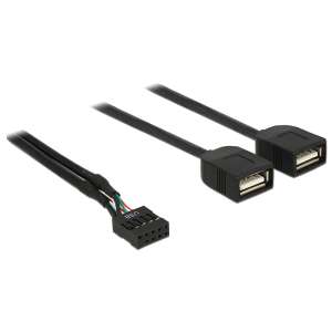 Delock USB alaplapi csatlakozó - dupla USB 2.0 A anya kábel, 40cm - Adatkábel