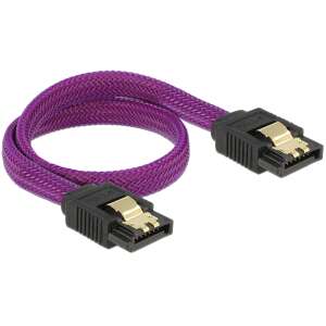 Delock Premium SATA Kabel 6 Gb/s 30 cm gerade/gerade, lila metallic 32531905 SATA-Kabel