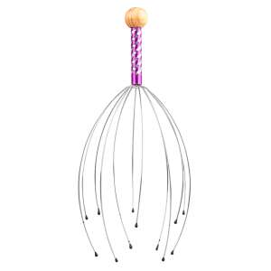 inSPORTline Kutsuo fejmasszírozó, lila, fa nyéllel, fejbőr masszázs, stresszoldás és fejfájás enyhítésére - Rehabilitációs segédeszköz