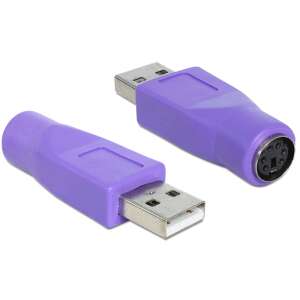 Delock Adapter USB do PS/2, fioletowy, do podłączenia klawiatury PS/2 do portu USB - Konwerter USB