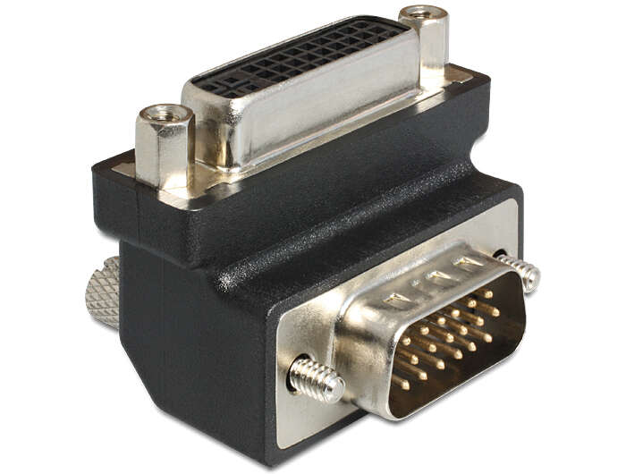 Delock DVI 24+5 pin anya &amp;gt; VGA 15 pin apa adapter, 90  forgatott