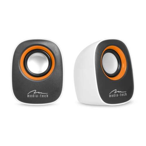 Sistem de difuzoare Media-Tech MT3137W 2.0, alb cu accente portocalii