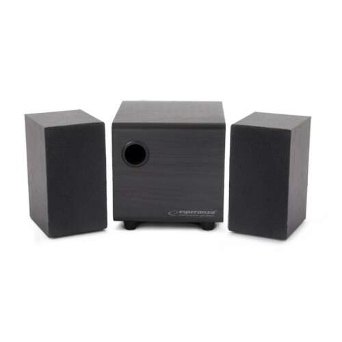 Esperanza Twist 2.1 USB Wooden Stereo Speakers, black, front view