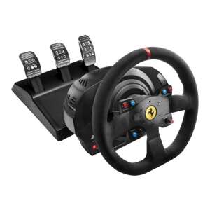 Thrustmaster T300 Ferrari Integral Alcantara kiadású Versenykormány pedálokkal, elülnézet - Ferrari