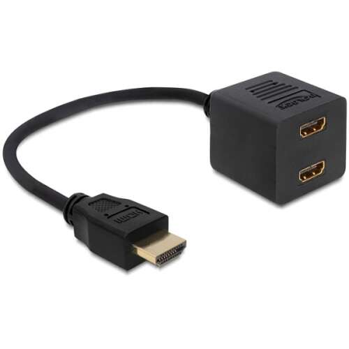 Kabel rozdzielacz HDMI Delock, 1 wtyk do 2 gniazd, Ethernet o wysokiej prędkości
