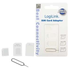 Logilink SIM-Kartenadapter-Set, enthält Nano-SIM-zu-Micro-SIM, Nano-SIM-zu-Standard-SIM, Micro-SIM-zu-Standard-SIM-Adapter und SIM-Karten-Auswurfwerkzeug - Logilink