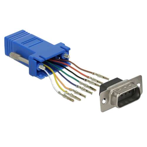 Delock Kék Sub-D 9-tűs apa  RJ45 anya összekötő adapter 32534412 - Soros átalakító