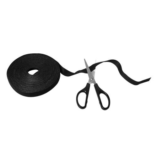 LogiLink 10m x 20mm schwarzer Klettverschluss-Kabelbinder, wiederverwendbar, zuschneidbar, wasserdicht