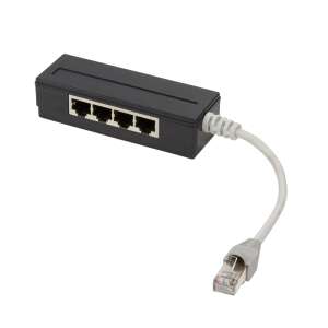 LogiLink RJ45 splitter, 4 port, shielded, 15 cm cable, black - Logilink