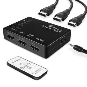 Comutator HDMI Media-Tech 5 porturi 4K, negru, cu telecomandă și cabluri - Hub-uri HDMI