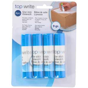Topwrite Klebestift 4er Pack, blaue Klebestift für Papier, Karton, Fotos, Stoff, waschbar, ungiftig - Klebestifte