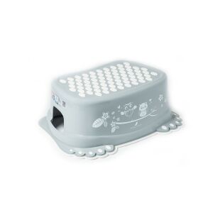 Tega Anti-Rutsch Tritthocker für Kinder, Eulen Design, Grau - Kinderhocker