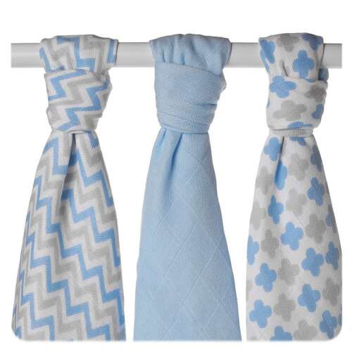 Xkko pelenka bambusz 70x70cm 3db Skandináv kék mix BMB070035