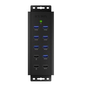 IcyBox IB-HUB1703-QC3 7-Port USB 3.0 Hub töltőportokkal, elölnézet - RaidSonic