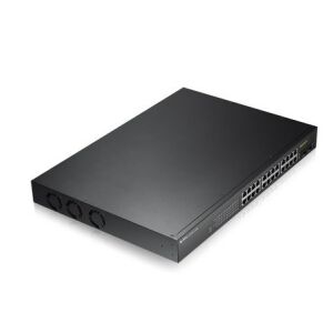 Angled view of ZyXEL GS1900-24HPv2 24-port Gigabit Ethernet Smart Managed Switch - Zyxel