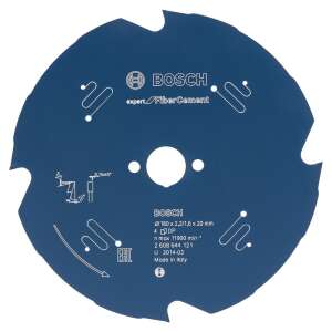 Disc de ferăstrău Bosch Expert for FiberCement pentru tăierea plăcilor din fibrocement, diametru 160 mm, gaură 20 mm, grosime 2,2 mm, 4 dinţi - Bosch