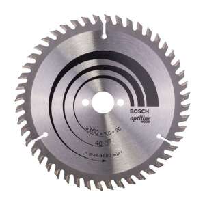 Disc de ferăstrău Bosch Optiline Wood pentru tăierea lemnului, diametru 160 mm, gaură 20 mm, grosime 2,6 mm, 48 dinţi - Bosch Accesorii pentru fierăstrău electric