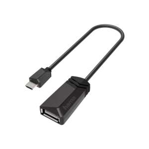 Adapter Hama Micro USB 2.0 OTG, czarny, do podłączania urządzeń USB do smartfona lub tabletu z Androidem - Konwerter USB