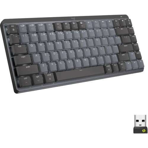 Logitech MX Mechanical Mini Tactile Quiet Mechanical Wireless Keyboard Graphite US, tastatură compactă cu taste tactile, conexiune wireless, culoare gri
