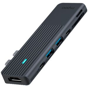 Rapoo UCM-2003 7 az 1-ben USB-C Multiport Adapter, szögletes nézet portokkal - Rapoo