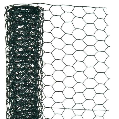 Nature green hexagonal plastic coated steel wire mesh 1x5 m 13 mm