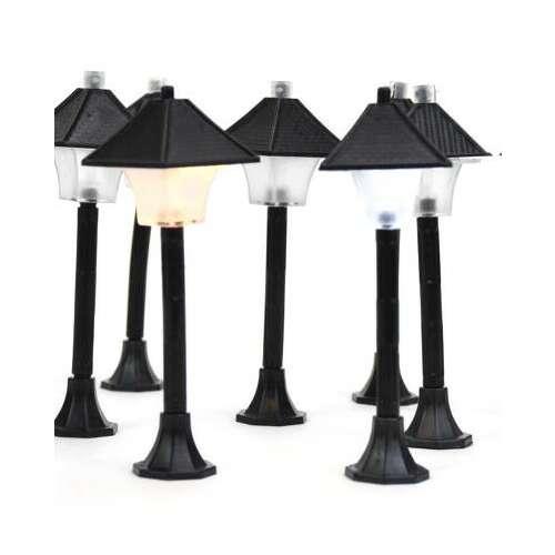 Fekete LED-es karácsonyi kandeláber - Miniatűr dekorációs utcai lámpák