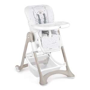 CAM Campione C248/C38 high chair, white and beige, with bear print, 5-point harness, adjustable height and backrest, removable tray, storage basket - High Chair