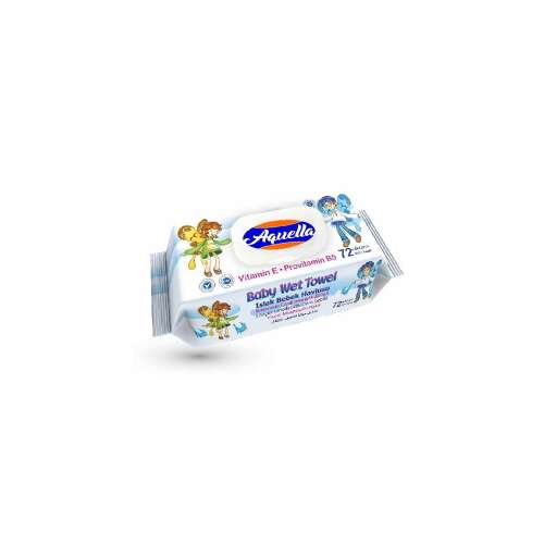 Aquella Baby vitaminos nedves törlőkendő, 72 darabos, gyengéd tisztítás érzékeny bőrre