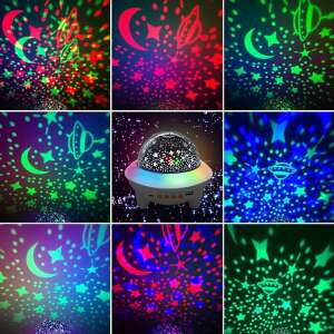 Galaxy Star projector, night light, star projector, kids night light, mood light, speaker, remote control, USB, white - Night Light, Projector