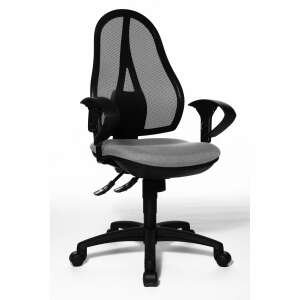 Topstar Open Point SY office chair with adjustable height, mesh backrest and armrests, light gray - Office Furniture